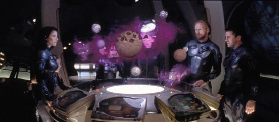 still-of-mimi-rogers,-lacey-chabert,-william-hurt-and-matt-leblanc-in-lost-in-space-(1998)-large-picture